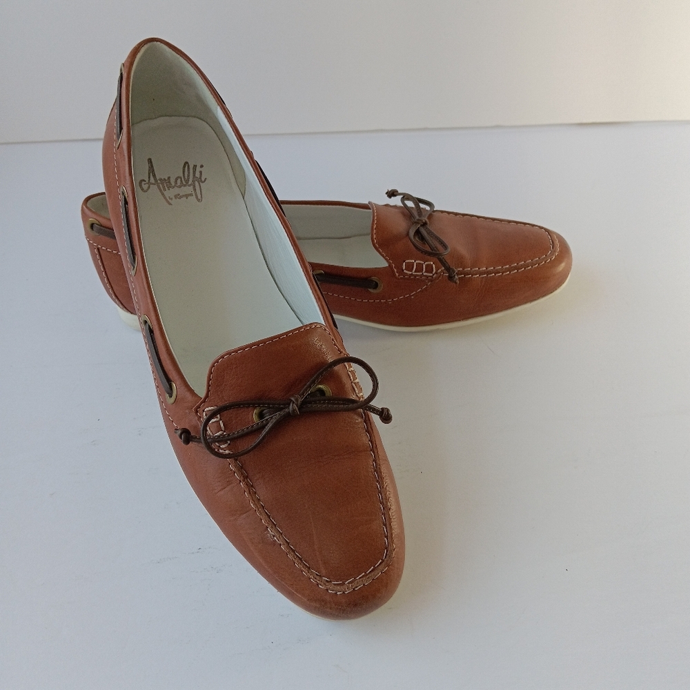 Amalfi by Rangoni Leather Slip-On Boat Shoes Size 8.5 N